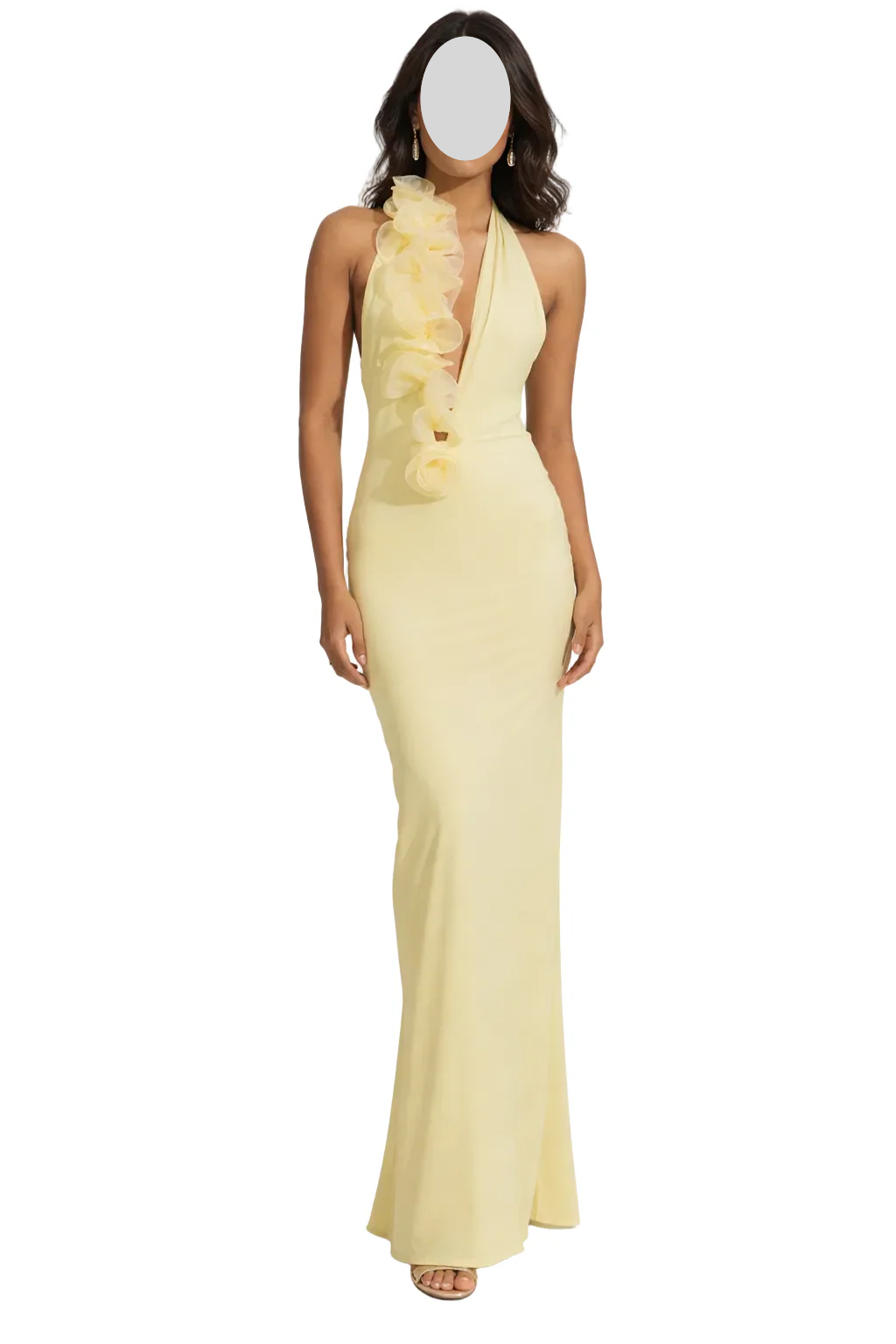 Evening Gown - Gaun Malam QR Halter Sheath Pleats