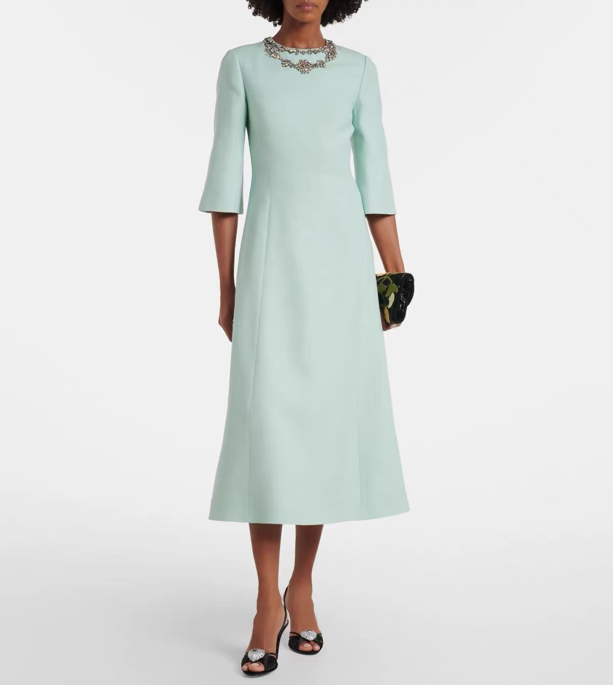 Midi Dress - Gaun Midi Wanita Warna Hijau Mint