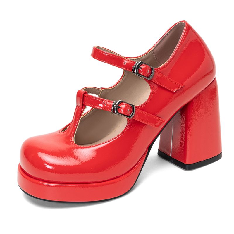 Sepatu Mary Janes Wanita Retro - Pump Heel Block ulasan dan harga