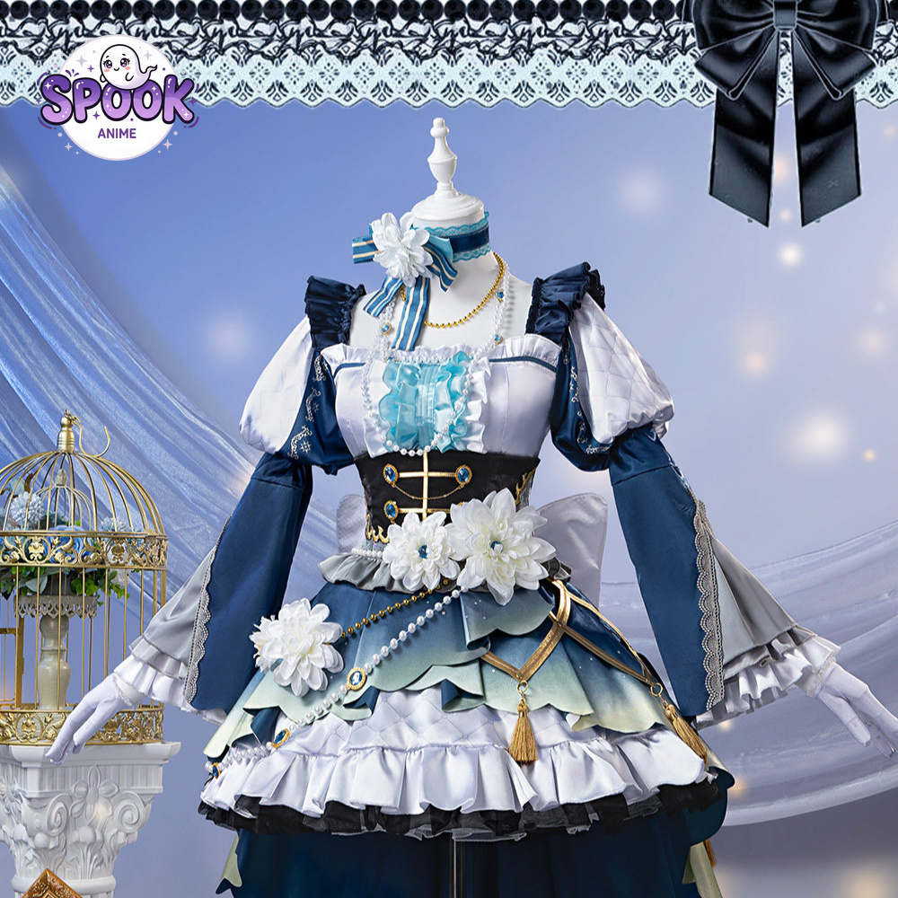 Gaun Lolita Biru Putih Kostum  - Evening Gown ulasan dan harga